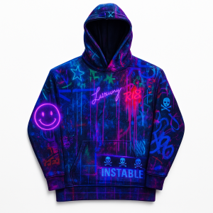 Cyberpunk Graffiti Hoodie – Neon Streetwear Instable Design